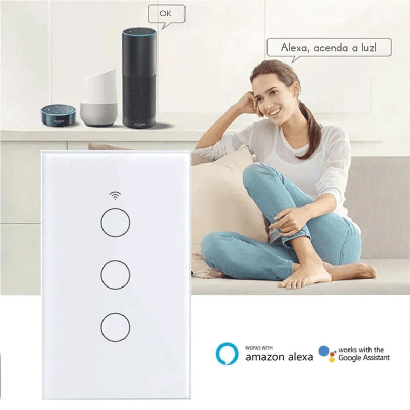 Interruptor Touch Inteligente Compatível Com Alexa e Google Assistente